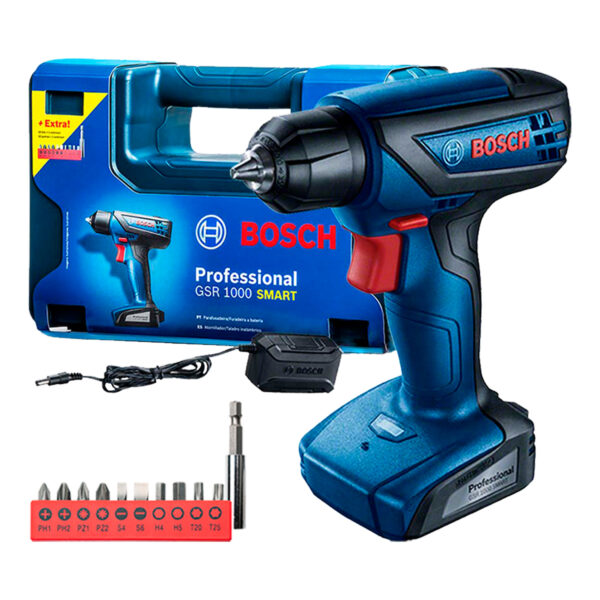 Taladro Atornillador Inalámbrico Bosch GSR 1000 Smart con kit