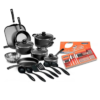 BATERIA NEGRA 18 PZAS + JUEGO DE CUBIERTOS 24 PZAS 32200267