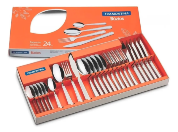 BATERIA NEGRA 18 PZAS + JUEGO DE CUBIERTOS 24 PZAS 32200267