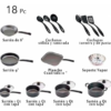 BATERIA NEGRA 18 PZAS + JUEGO DE CUBIERTOS 24 PZAS 32200267