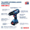 Rotomartillo inalámbrico Bosch GSB 180-LI 18V 2 baterías y maletín