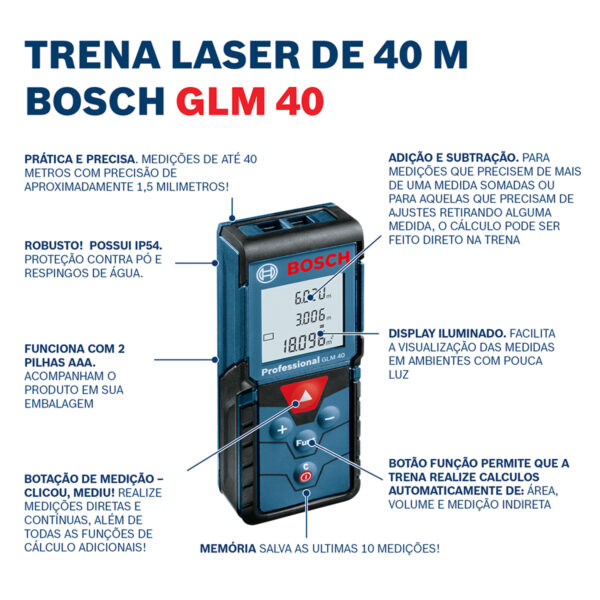 Medidor Láser Bosch GLM 40 alcance 40m con estuche