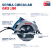 Sierra Circular Bosch GKS 150 1500W 127V 2 Discos y guía