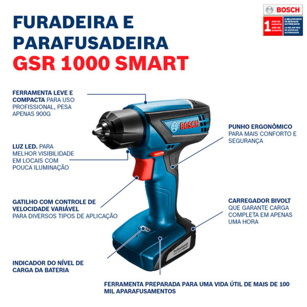 Taladro Atornillador Inalámbrico Bosch GSR 1000 Smart con kit