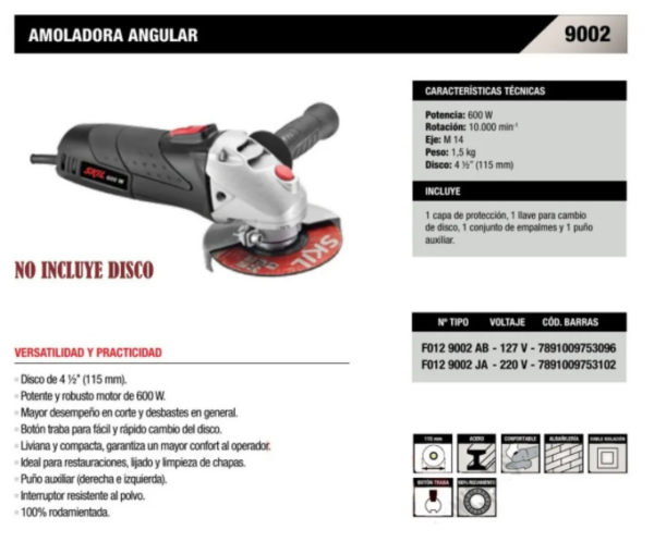 MINIAMOLADORA 4 1/2" 700W 9002AA