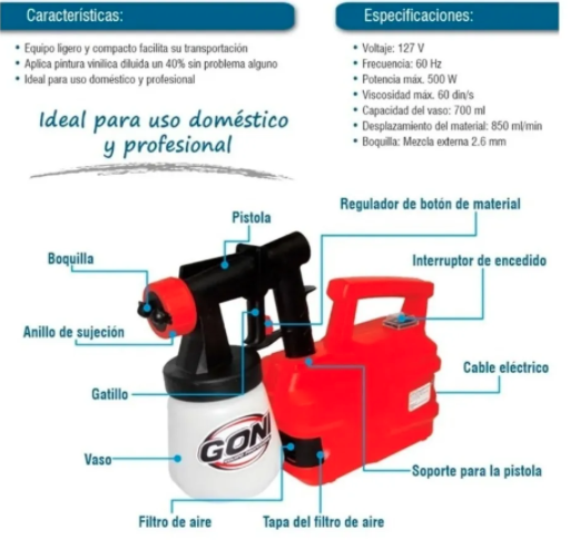EQUIPO PORTATIL PARA PINTAR 500W 3704