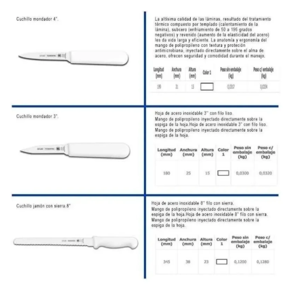 KIT DE CUCHILLOS TRAMONTINA 10 Pzas 32200042