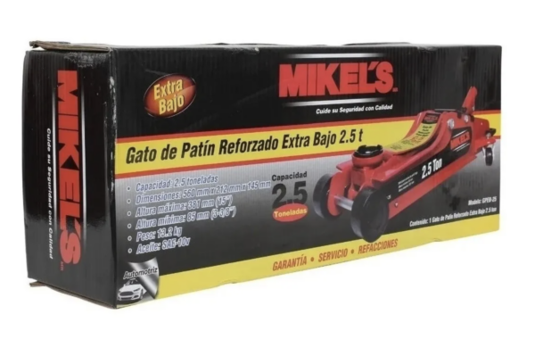 Gato Patín Hidráulico 2.5 Ton Rojo Mikels Extra Bajo GPEB25