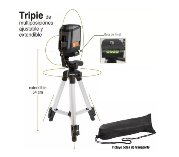 Nivelador Láser Autonivelable 10mts + Tripie 54cm Ajustable NPA810T