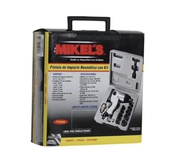 Pistola De Impacto Neumática 1/2 Con Kit De 10 Dados Mikels PINK12