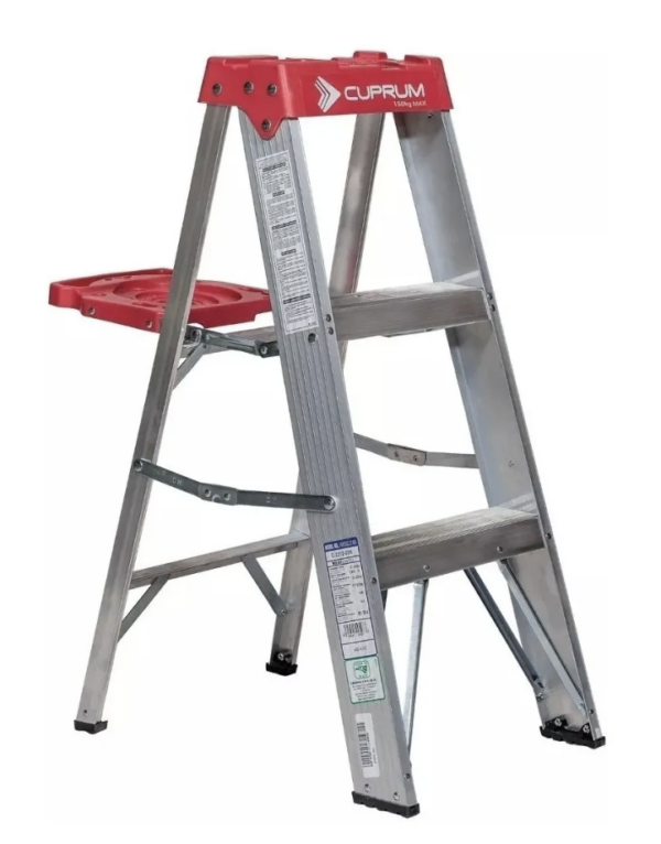 Escalera De Tijera Aluminio 2 Peldaños Con Tapa C231203N