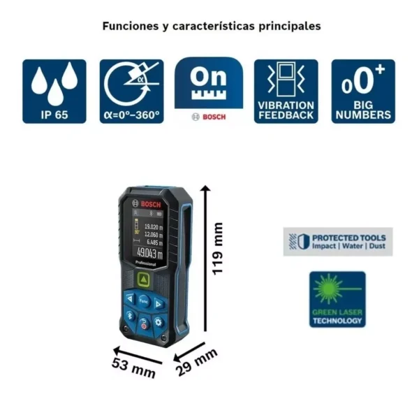 Telémetro Láser Verde Bosch Glm 50-27 Cg Bluetooth 0.05-50m