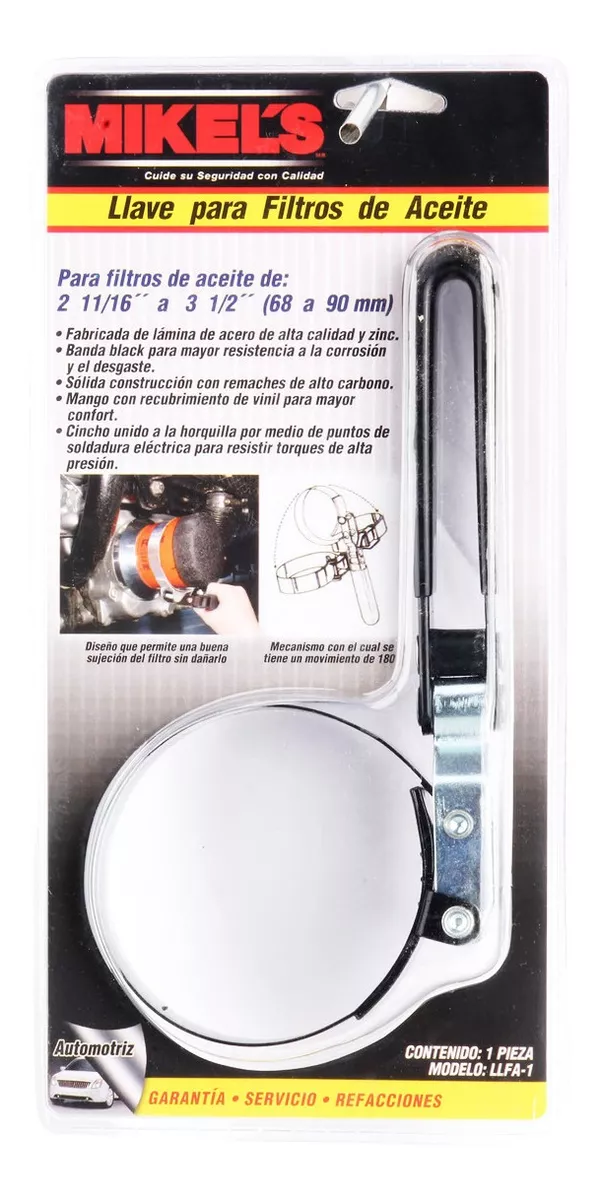 Llave Para Filtro Aceite 2 11/16 A 3 1/2 Mikels