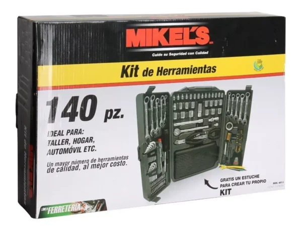 Autocle Juego Dado Accesorios Caja Estuche 140 Piezas Mikels