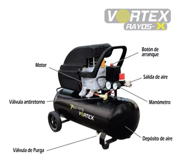 Compresor Lubricado De 3.5 Hp Con Tanque De 30 Litros Vortex