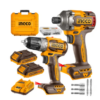 Kit Atornillador de Impacto Inalambrico Ingco 1/4 Brushless + Taladro Rotomartillo Inalámbrico Ingco 1/2 Brushless 2 Baterías Maletin UCKLI20277