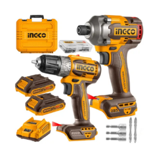 Kit Atornillador de Impacto Inalambrico Ingco 1/4 Brushless + Taladro Rotomartillo Inalámbrico Ingco 1/2 Brushless 2 Baterías Maletin UCKLI20277