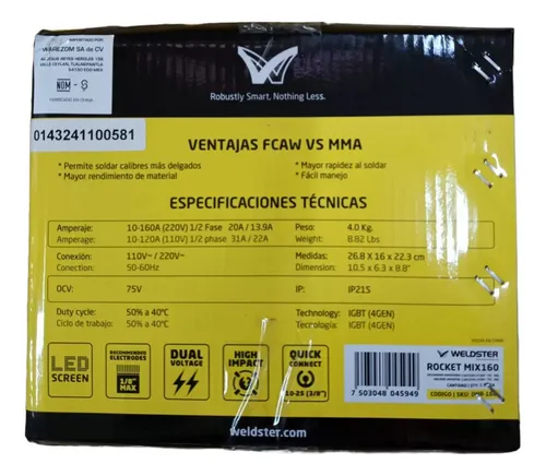 Inversora Rocket Mix 160 110/220v Fcaw - Tig -mma 160a(220v)