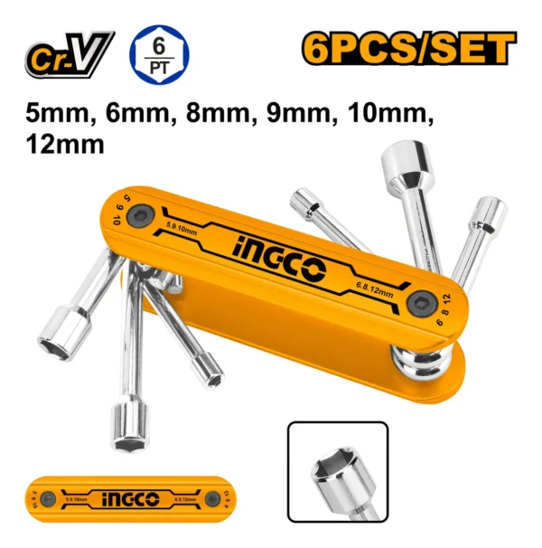 Juego De Llaves 6pz Tipo Navaja 5mm A 12mm Crv Hfnd0601