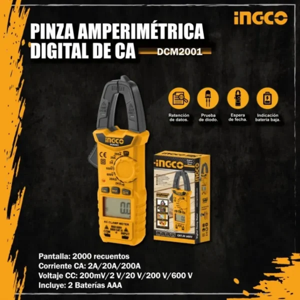 Amperímetro Digital 2000 Cuentas - Ingco Dcm2001