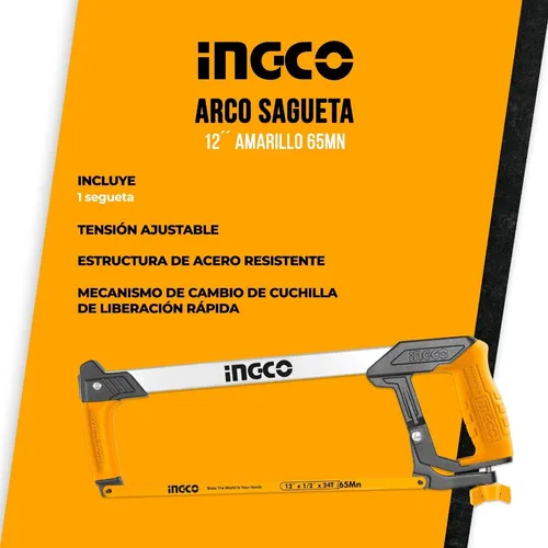Arco Sagueta 12´´ Herramienta Ingco Amarillo 65mn
