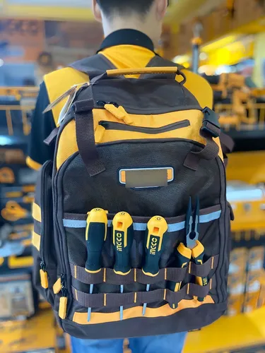 Mochila Para Herramientas Reforzada Ingco Hbp01028 Color Marrón