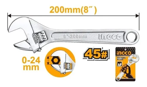 D_NQ_NP_879893-MLU70372921413_072023-O Llave Francesa Ajustable 8 Pul 200 Mm Apertura 0-24mm Ingco