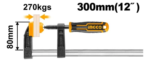 Prensa Sargento En F Industrial De 80 X 300mm. Ingco