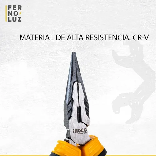 Pinza Punta Larga Industrial 160mm Con Corte Cromo Vanadio