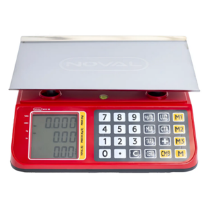 Báscula Comercial 30kg / 2g Charola Acero Inoxidable Fija Eco-30 Noval Color Rojo