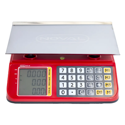 Báscula Comercial 30kg / 2g Charola Acero Inoxidable Fija Eco-30 Noval Color Rojo