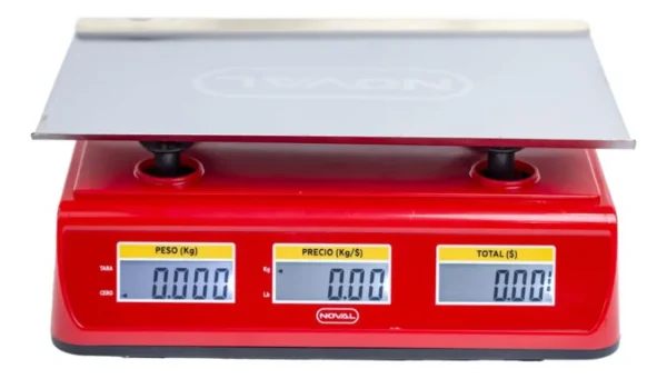 Báscula Comercial 30kg / 2g Charola Acero Inoxidable Fija Eco-30 Noval Color Rojo