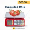 Báscula Comercial 30kg / 2g Charola Acero Inoxidable Fija Eco-30 Noval Color Rojo