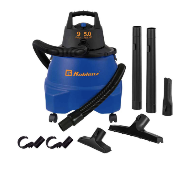 Aspiradora Seco Mojado Koblenz Wd-9 L212 de 9 Galones 5.0 Hp Función 3 en 1 para Secos, Líquidos y Sopleteo Filtro PlisadoColor Azul/Negro