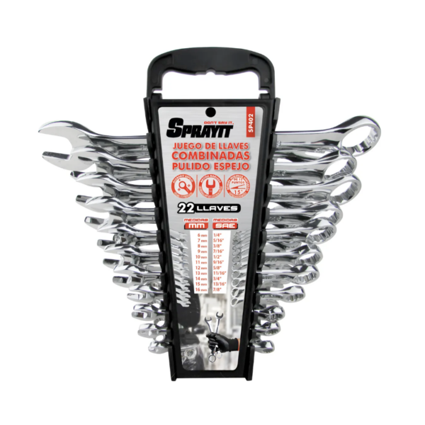 Juego De Llaves Mixtas Combinadas 22 Piezas Sprayit Plateado