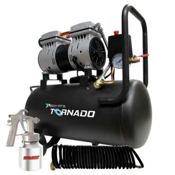 Compresor Silencioso 1HP Goni 24L Libre de Aceite TORNADO REDYKITS 37007