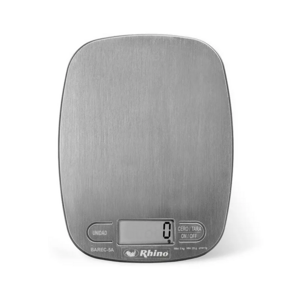 Bascula Digital De Cocina Rhino Gramera Barec-5a 5kg/1g Gris 5 Kg