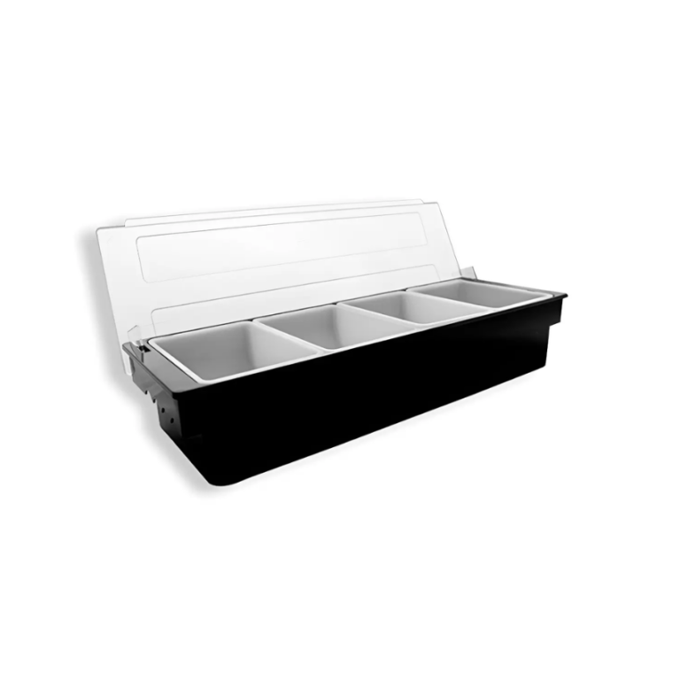 Caja Condimentos Caledonia CACO-4 Negro Mesa 4 Compartimentos Plástico