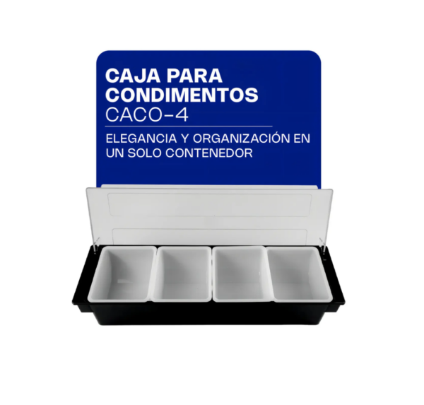 Caja Condimentos Caledonia CACO-4 Negro Mesa 4 Compartimentos Plástico