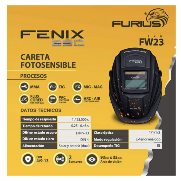Careta Electrónica Para Soldar Vision A Color Furius Fw23