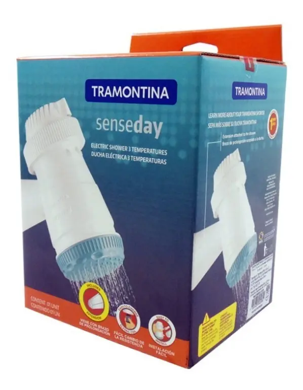 Regadera eléctrica de pared Tramontina Senseday blanca y verde 5.5kW